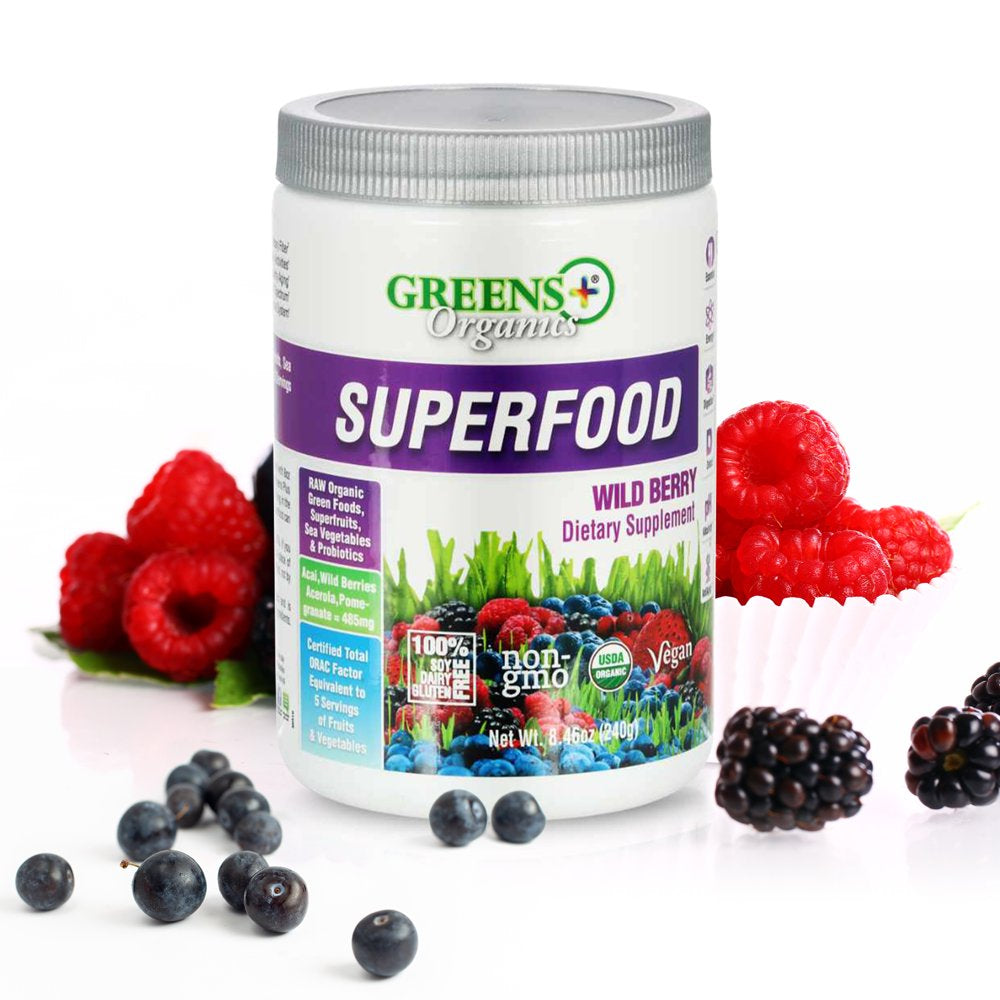 Greens plus Wild Berry Organic Greens Superfood, Greens Powder Dietary ...