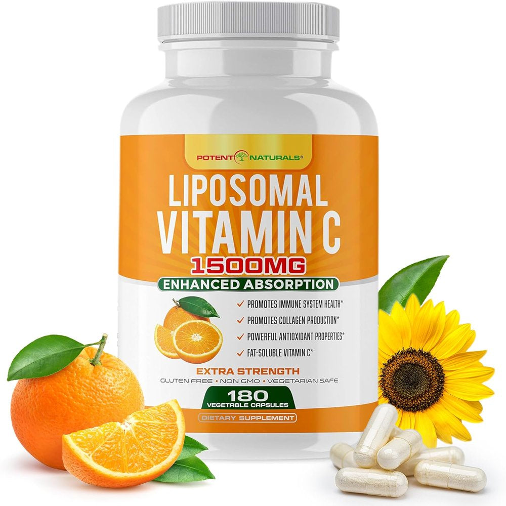 POTENT NATURALS Liposomal Vitamin C 1500Mg, Vitamin C Supplement - High ...