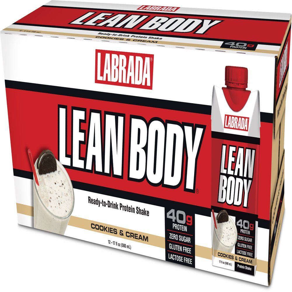 Labrada Lean Body Protein Shake, Cookies & Cream, 40G Protein, 17 Fl Oz ...