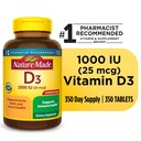 Nature Made Vitamin D3 1000 IU (25 Mcg) Tablets, Dietary Supplement for Bone and Immune Health Support, 350 Count