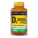 Mason Natural Vitamin D3 50 Mcg (2000 IU) - Supports Overall Health, Strengthens Bones and Muscles, from Fish Liver Oil, 60 Softgels