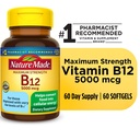 Nature Made Maximum Strength Vitamin B12 5000 Mcg Softgels, Dietary Supplement, 60 Count