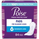 Poise Incontinence Pads for Women, 4 Drop, Moderate Absorbency, Long, 84Ct