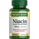 Nature’S Bounty Flush Free Niacin 500 Mg Capsules for Energy Metabolism, 120 Ct