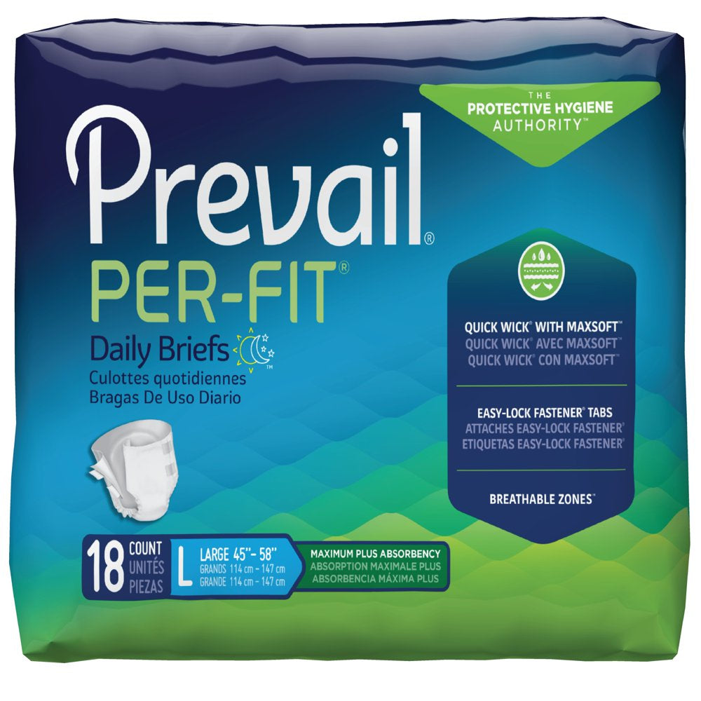 Prevail Per-Fit Daily Briefs, Incontinence, Disposable, Maximum plus ...