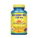 Nature'S Life Betaine HCL Supplement 350 Mg | Includes 150Mg of Pepsin | Healthy Digestive Function Support | 250 Tablets