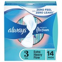 Always Infinity Feminine Pads with Wings, Size 3, Extra Heavy Absorbency, Unscented, 14 Count