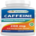 Best Naturals Caffeine 200 Mg 120 Tablets | Non Habit | Proven No Crash or Jitters