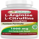 Best Naturals L-Arginine L-Citrulline Complex 1000 Mg Tablets, 120 Ct