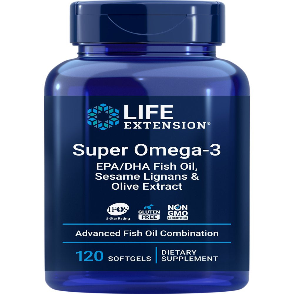 Life Extension Super Omega-3 EPA/DHA Fish Oil, Sesame Lignans & Olive ...