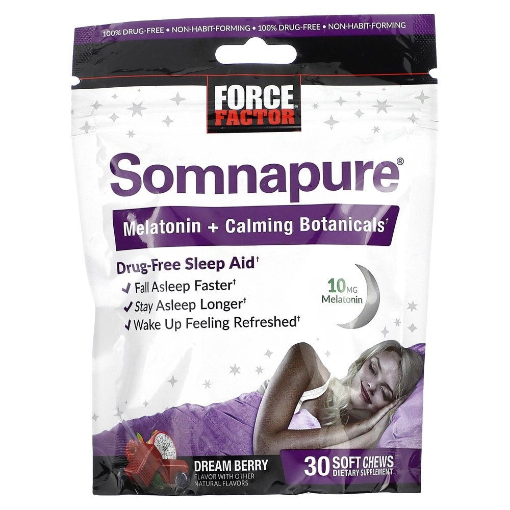Force Factor Somnapure, Melatonin + Calming Botanicals, Dream Berry, 30 ...