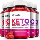 (5 Pack) Genesis Keto ACV Gummies - Supplement for Weight Loss - Energy & Focus Boosting Dietary Supplements for Weight Management & Metabolism - Fat Burn - 300 Gummies