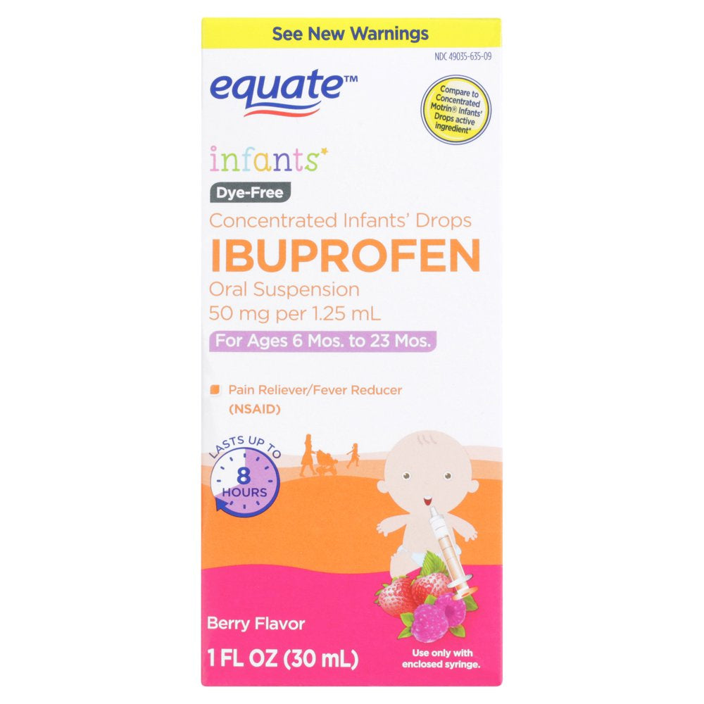 Equate Concentrated Infants' Drops Ibuprofen Oral Suspension, Berry ...