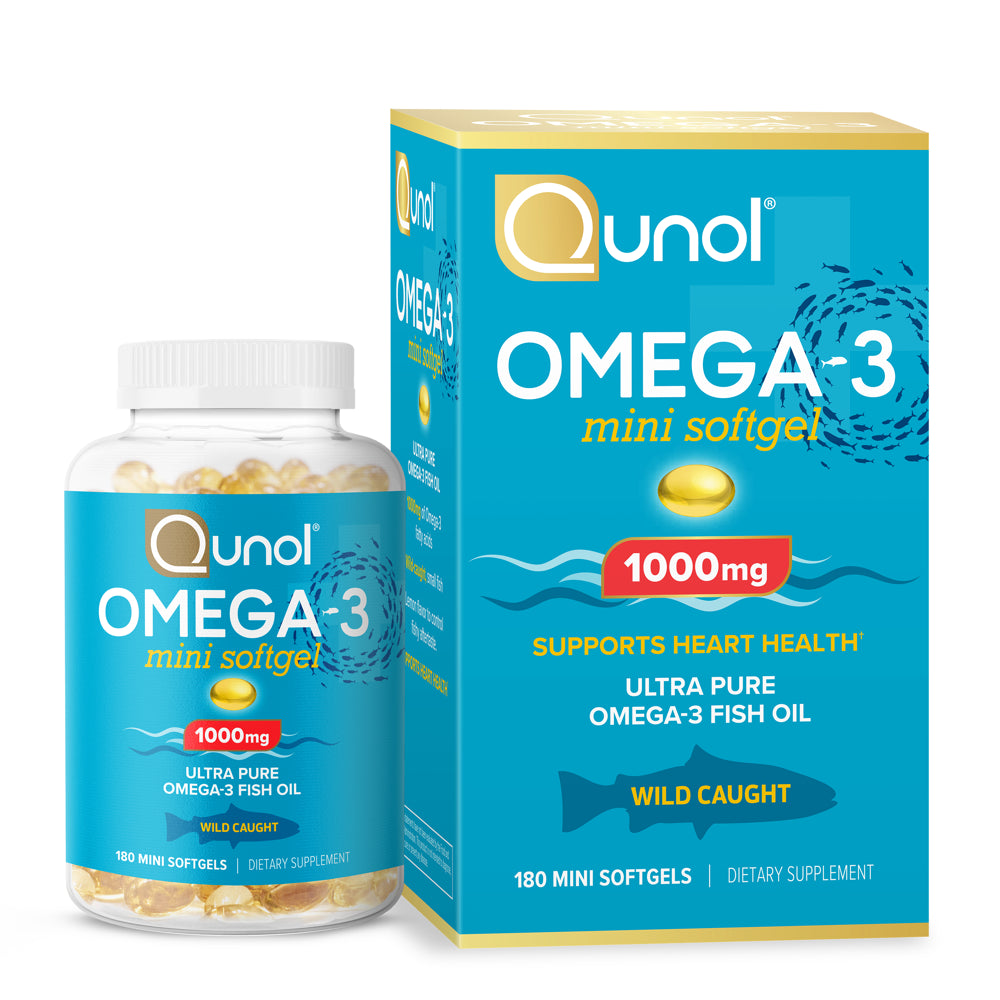 Qunol Mini Omega-3 Fish Oil Supplement (180 Count) Heart Health Support ...